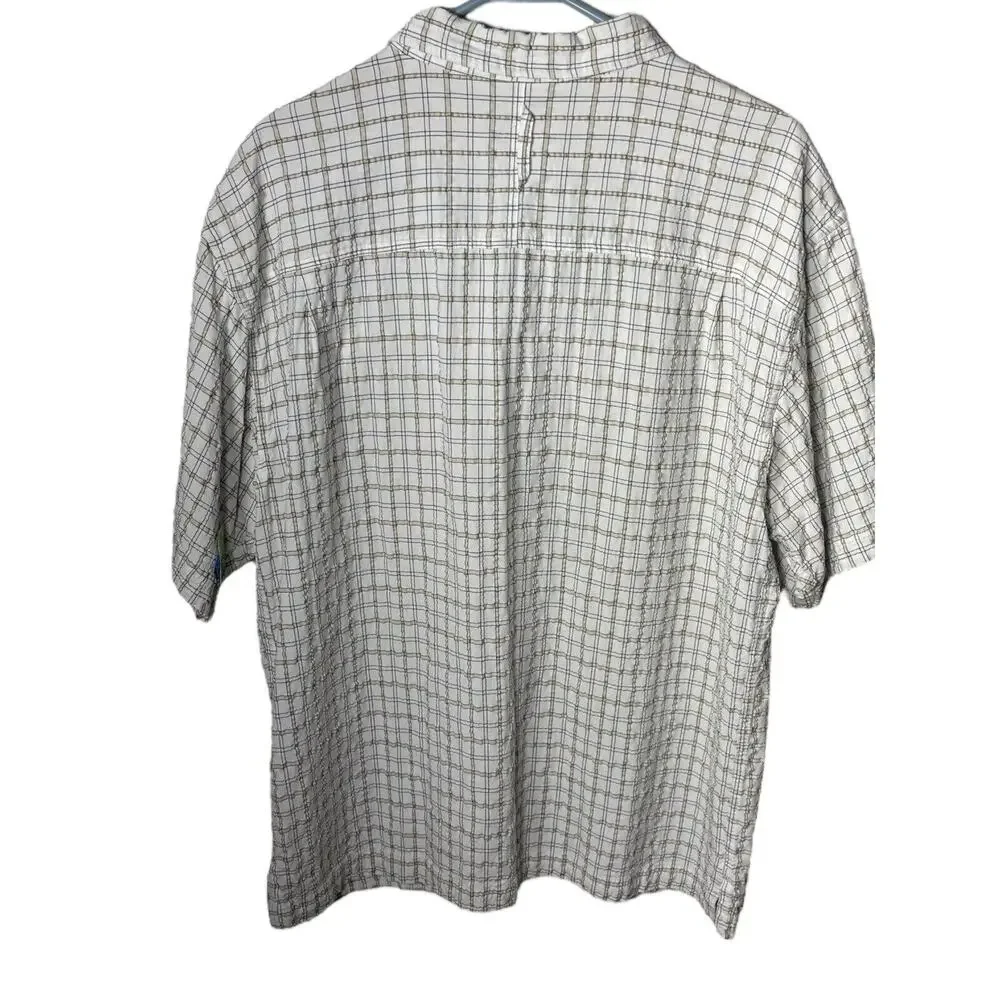 The North Face Men’s Button Down Shirt Short Sleeve White Plaid Size Large